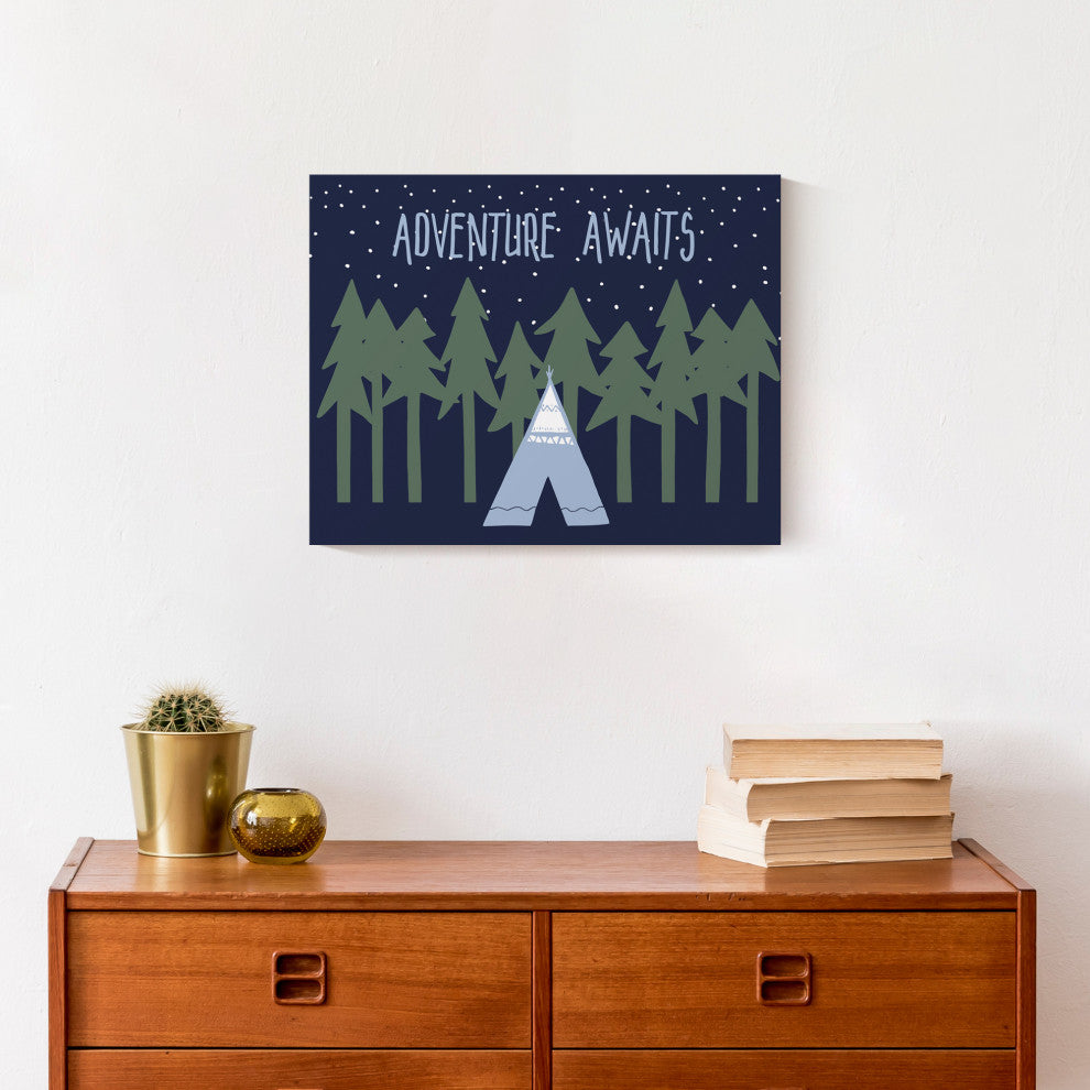 Adventure Awaits Night 14x11 Canvas Wall Art