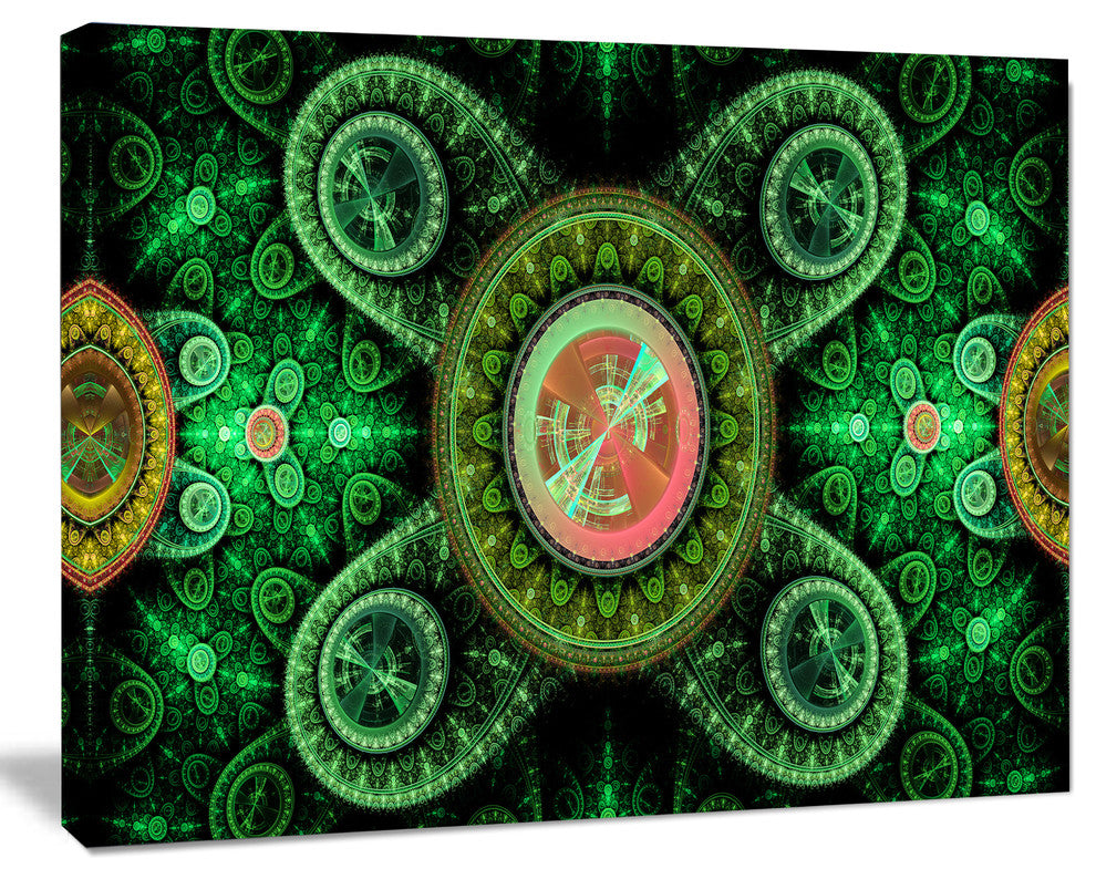 Green Psychedelic Relaxing Art, Abstract Canvas Art Print, 20x12