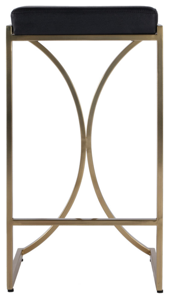 Natalya 24" Counter Stool, Black Leather