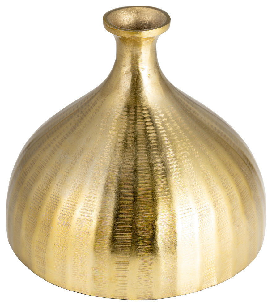 Metal, 7" Bulbous Vase, Gold