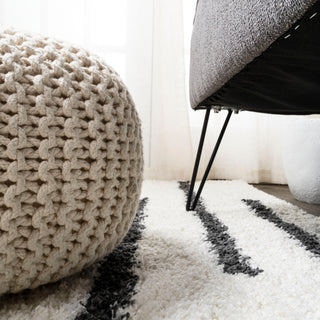 Alaro Berber Stripe Shag, White/Black, 2x10