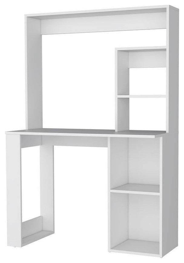 Carroll Computer Desk With Hutch and 5 Open Shelves, White