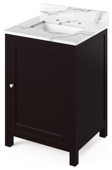 Astoria Transitional 24" Espresso Single Undermount Sink Vanity With Quartz Top