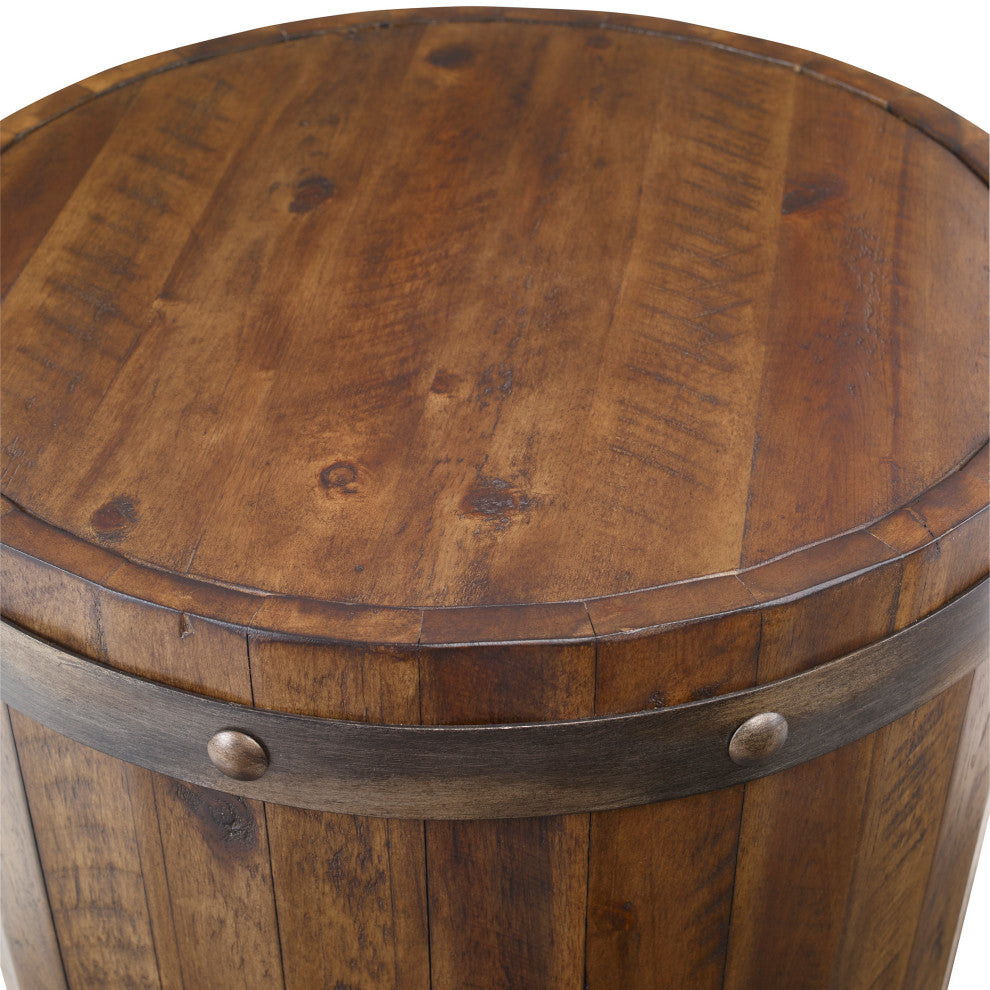 New Uttermost Ceylon Wine Barrel Accent Table