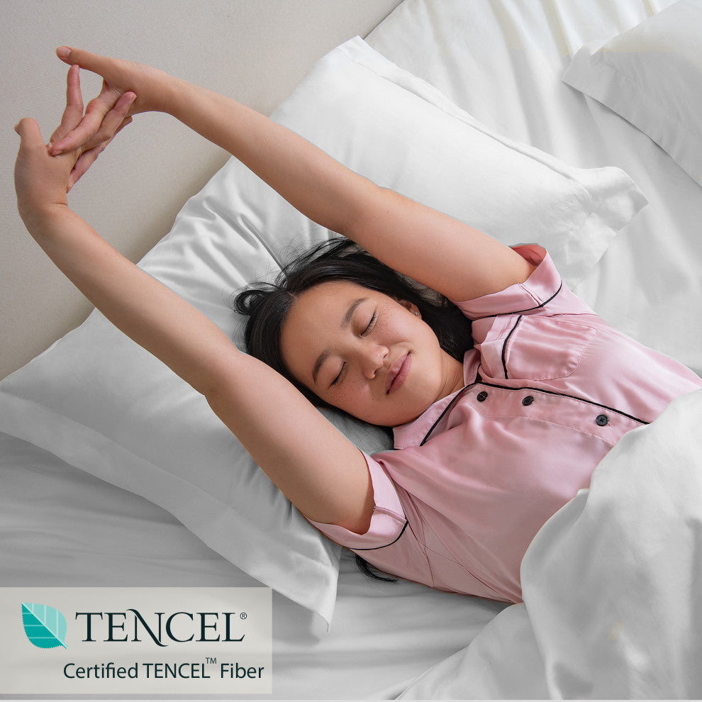 Delara 100% Eucalyptus Lyocell Tencel Bedding Sheet Bundle, White, Cal King, 108"x105"