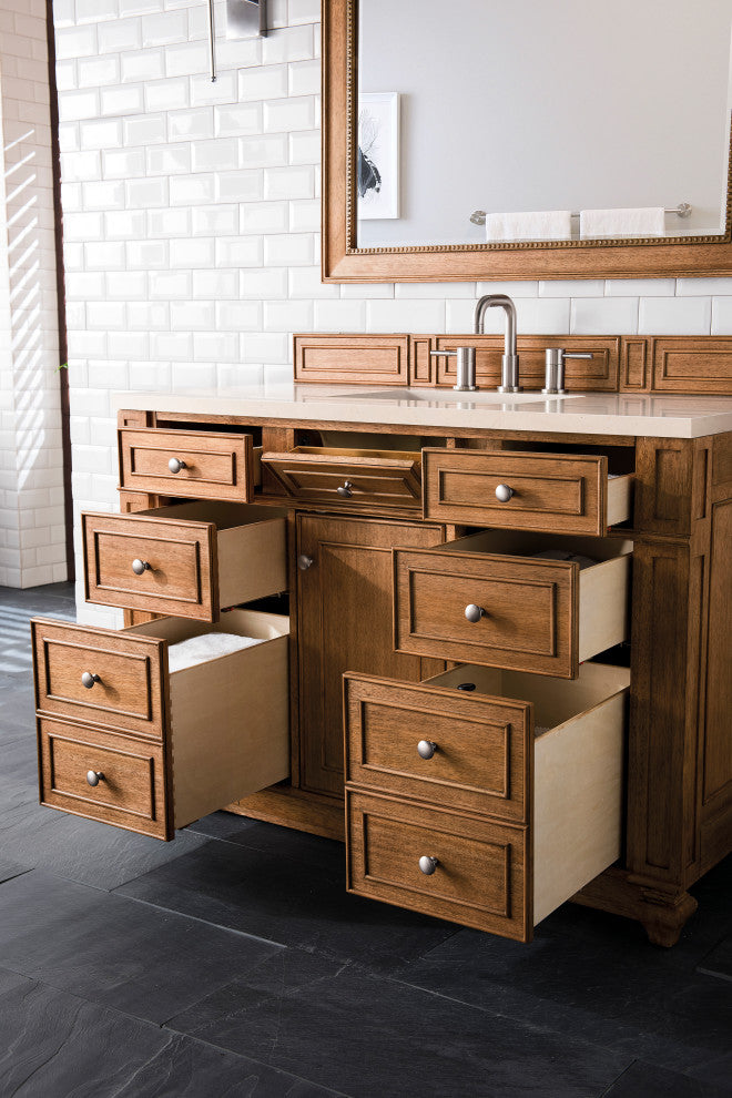 Bristol 48" Vanity, Saddle Brown, Eternal Marfil Quartz Top