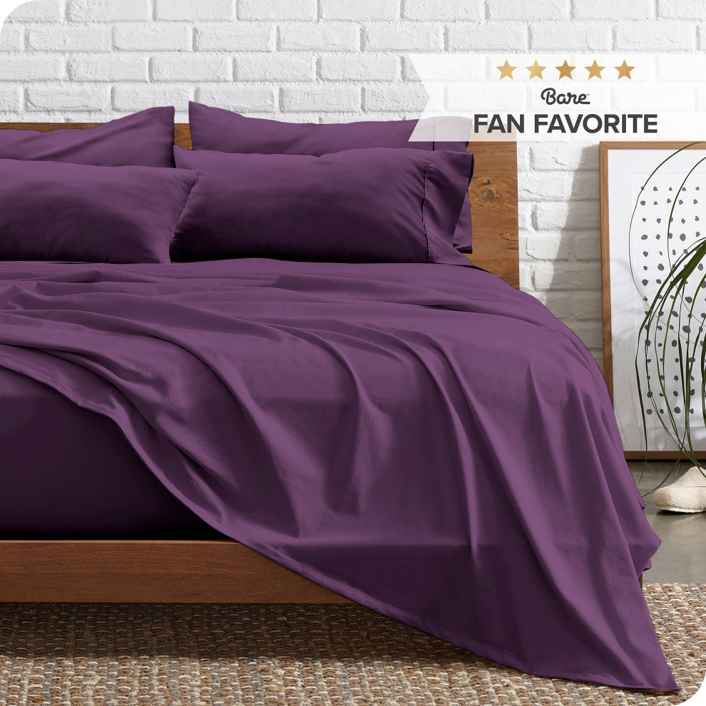 Bare Home 7-Piece Microfiber Sheet Set, Plum, Split King
