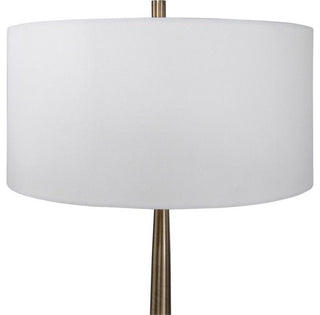Uttermost Minette Transitional Steel Marble Fabric Floor Lamp in Antique Brass