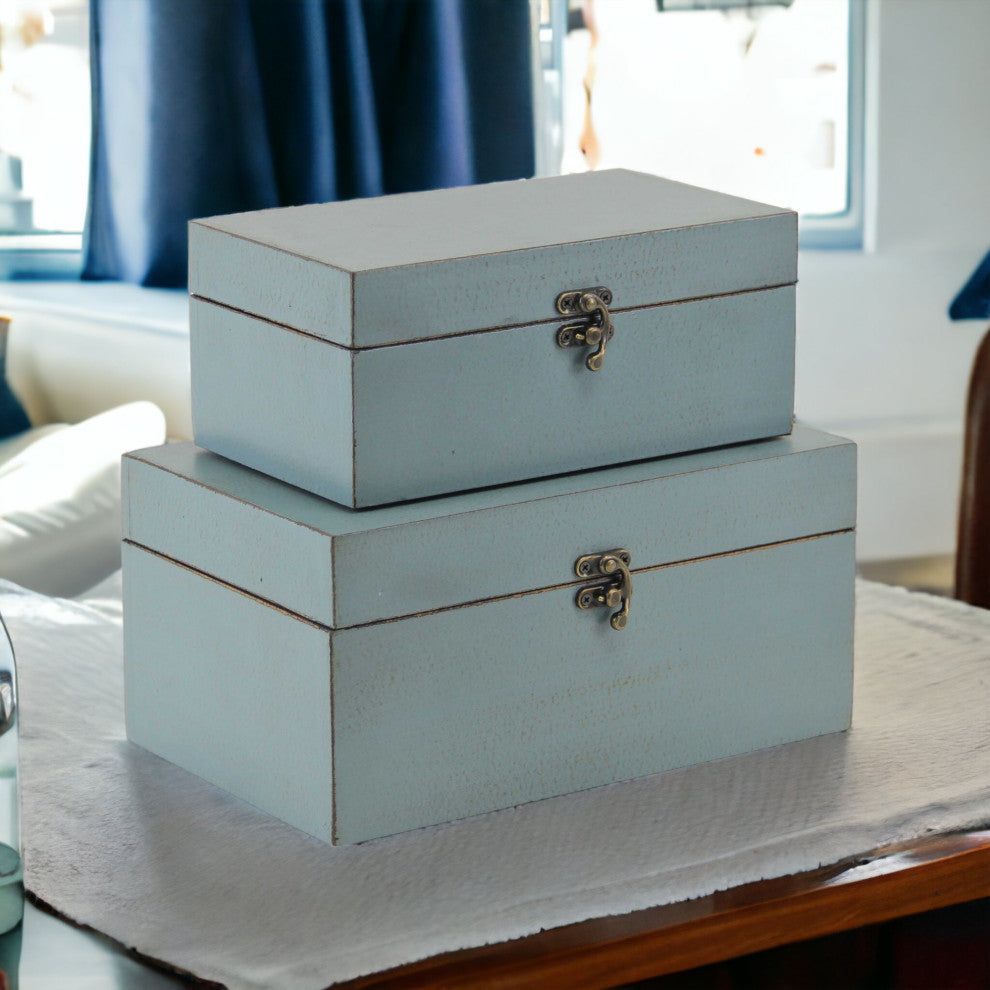 Weathered Blue Boxes, Set of 2