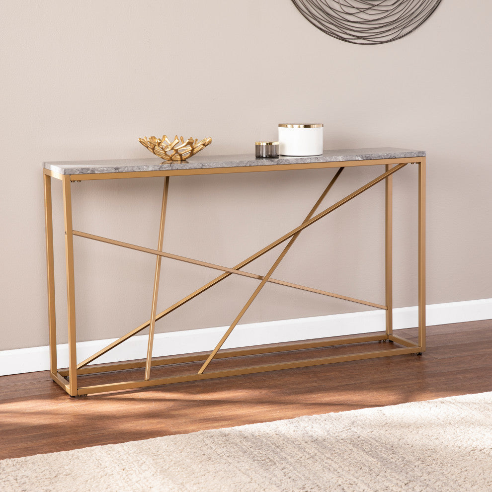 Maeve Faux Marble Skinny Console Table