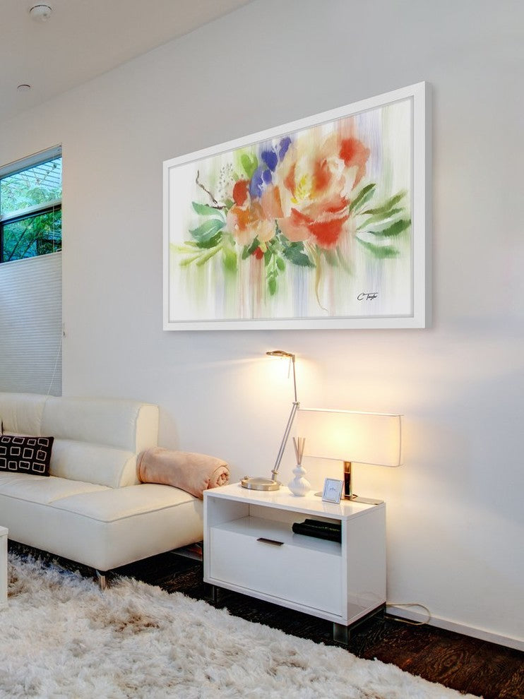 "Weeping Citrus Roses" Framed Painting Print, 24"x16"