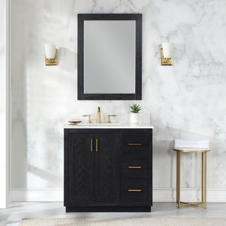 Altair Gazsi Black Oak Bathroom Vanity Set, 36", With Mirror