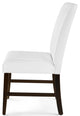 Tufted Side Dining Chair, Set of 2, Faux Leather, Wood, White, Modern, Bistro