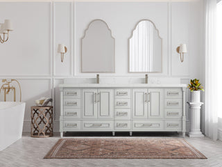 Aberdeen 84 Double Sink Bath Vanity in Coventry Gray 2" Empira Quartz