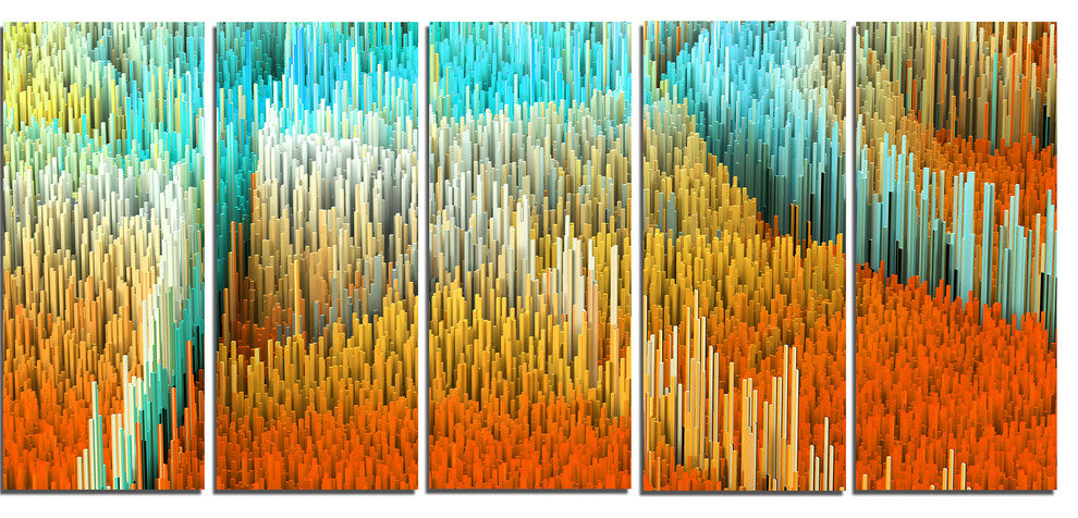 "Macro Render Structure, Yellow and Orange" Canvas Print, 5 Panels, 60"x28"