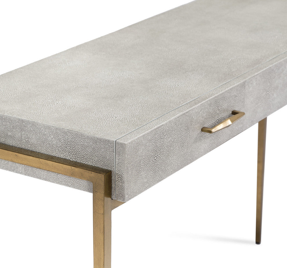 Morand Desk - Sorrel Gray Sharkskin, Antique Gold