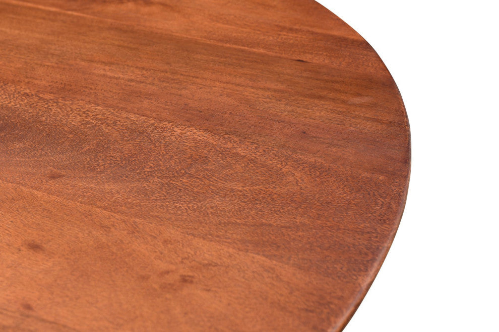 Round 60" Wide Mango Wood 3-Legged Dining Table, Brown