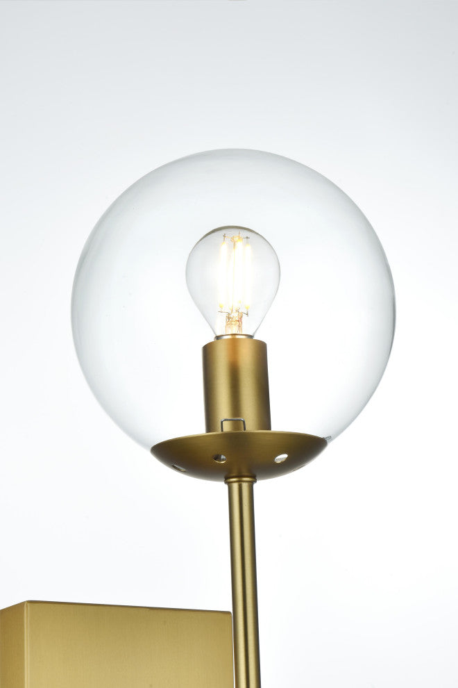 Home Living 6" Wall Sconce Clear Shade, Satin Gold