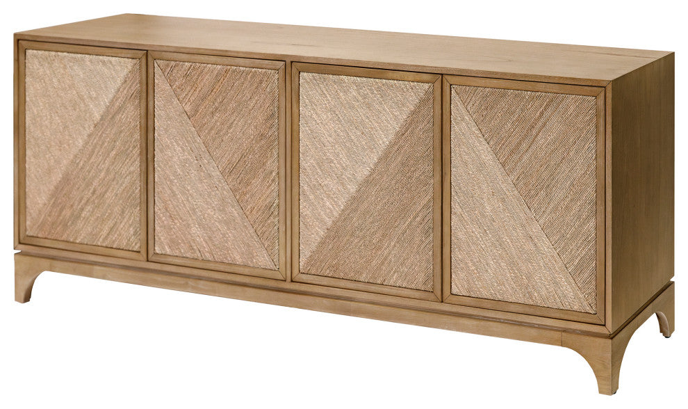 Coastal Style 80" TV Console Entertainment Stand Wood, Brown