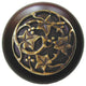 Ivy With Berries Wood Knob, Antique Brass, Dark Walnut Wood Finish, Antique Bras