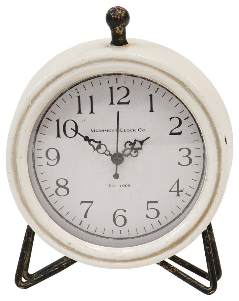 HomeRoots Rustic Black and White Table or Desk Clock
