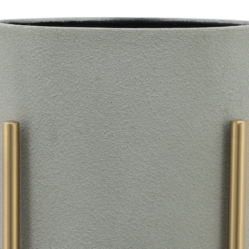 2-Piece Planter On Metal Stand Set, Gray