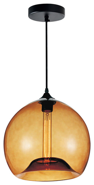 Glass Light Down Mini Pendant, Transparent Amber, 12 Inches