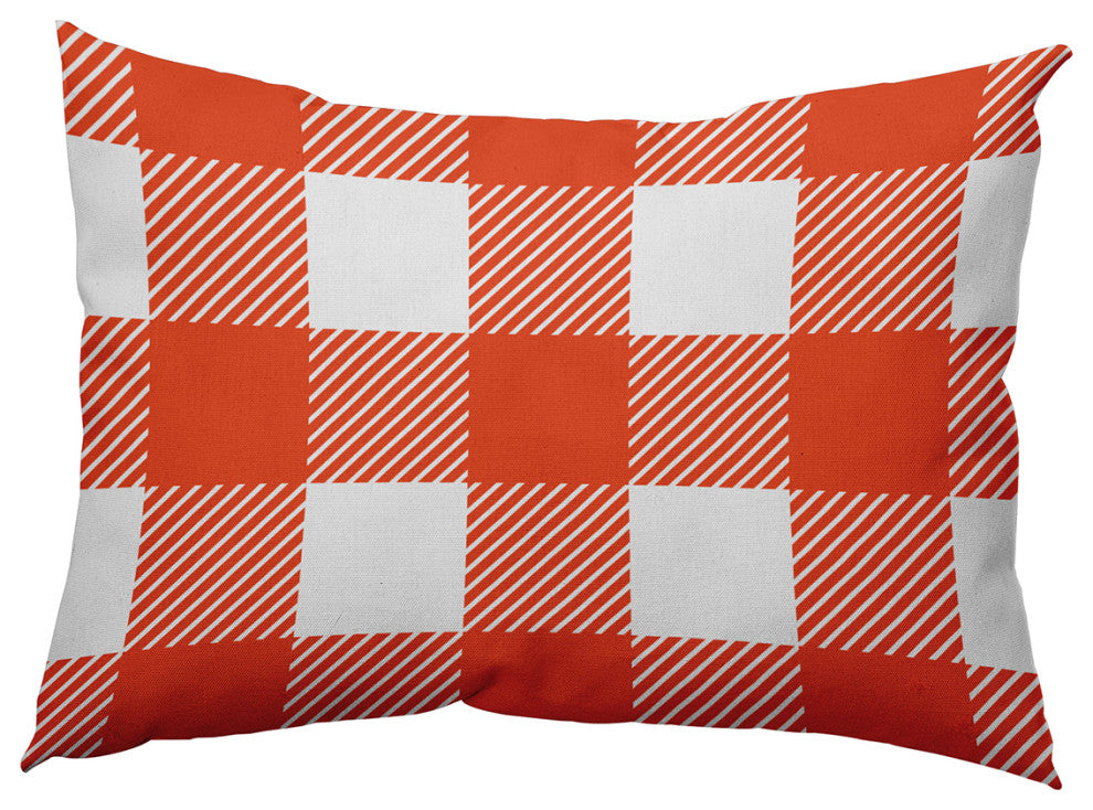 Buffalo Plaid Accent Pillow, Harvest Orange, 14"x20"