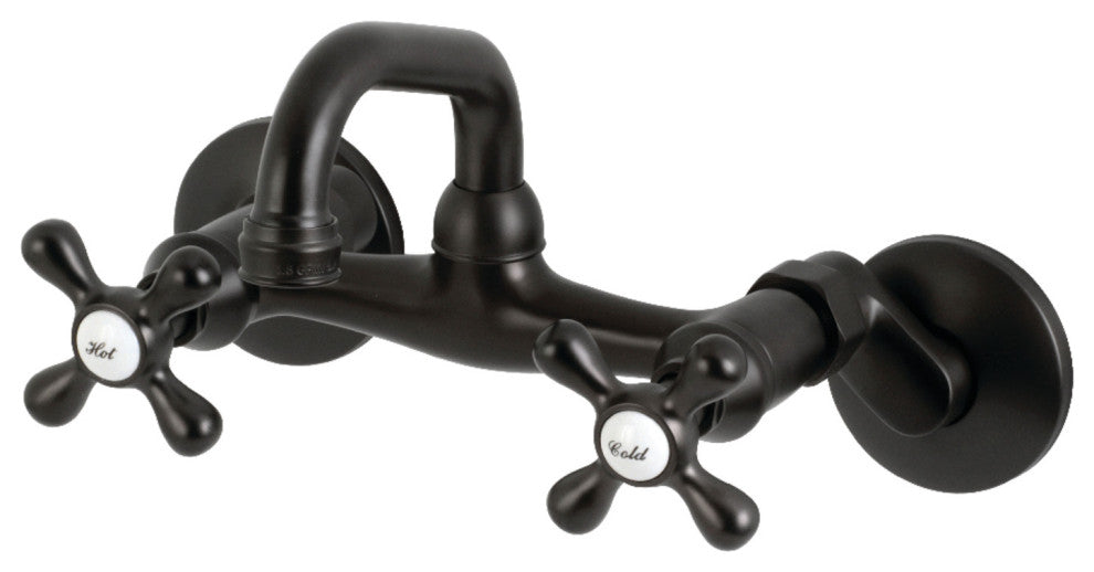 Kingston Brass KS212MB Two-Handle Wall Mount Bar Faucet, Matte Black
