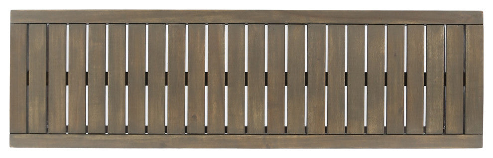 GDF Studio Drew Outdoor Industrial Acacia Wood and Iron Bench, Gray Finish