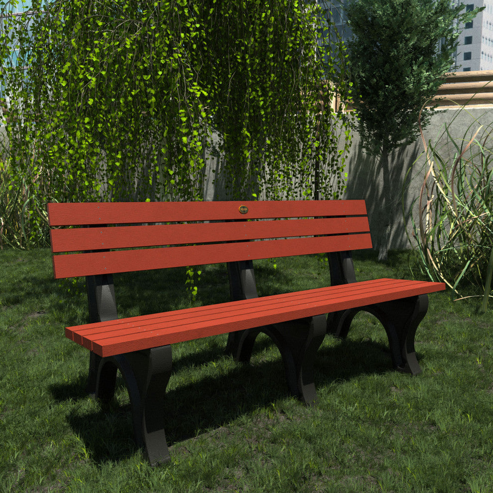 Aurora Traditional 6' Park Bench, Rustic Red