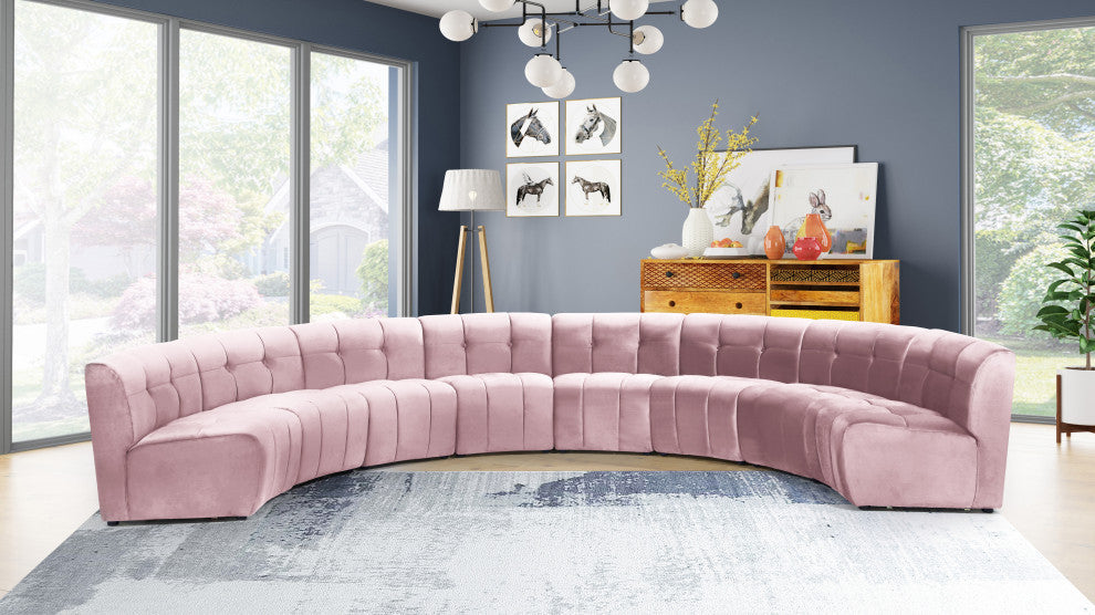 Limitless Velvet Upholstered 8-Piece Modular Sectional, Pink
