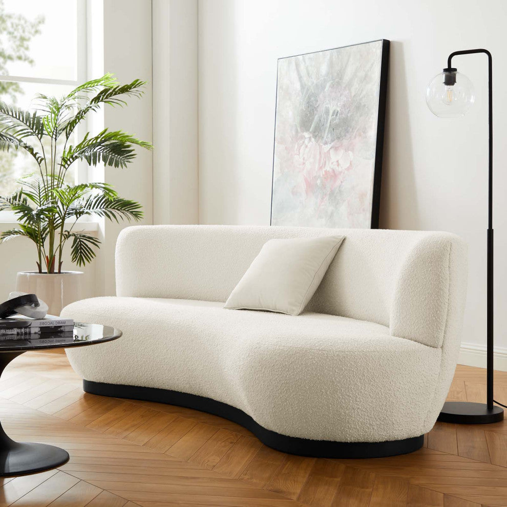 Sofa, Black Ivory, Fabric, Modern, Living Lounge Cafe Hotel Lobby Hospitality
