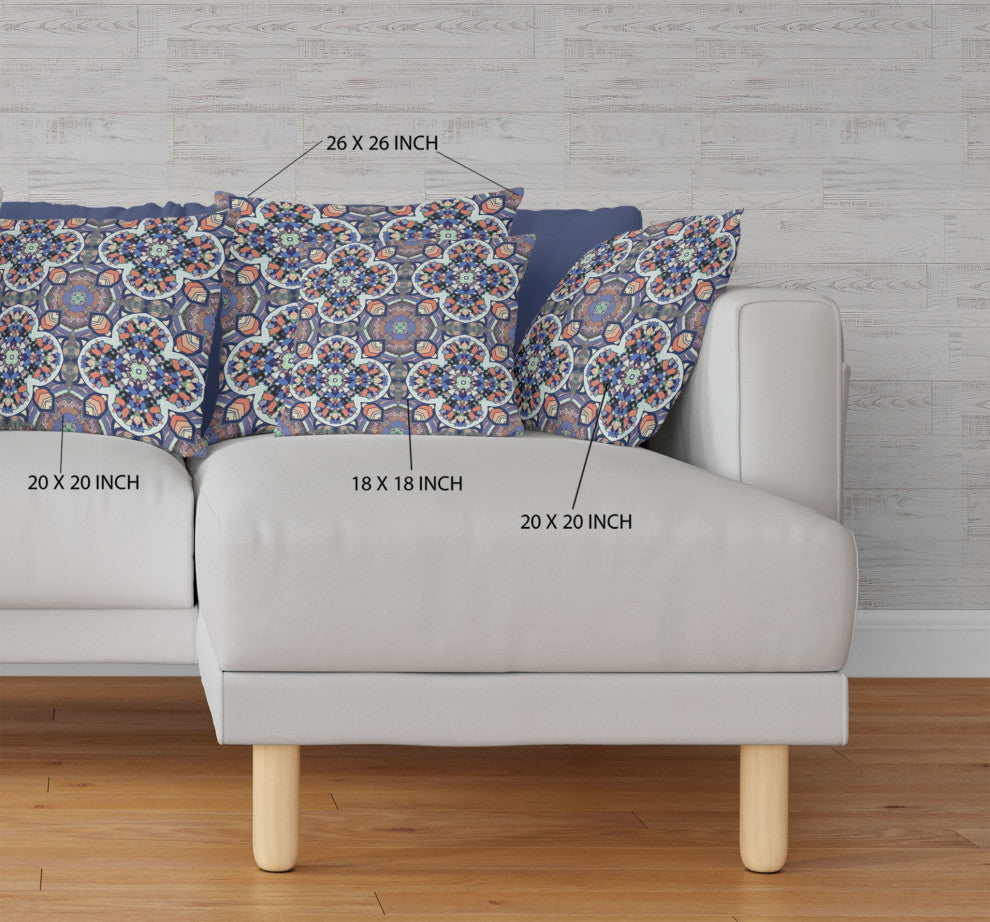 16" Gray Blue Cloverleaf Boho Suede Throw Pillow