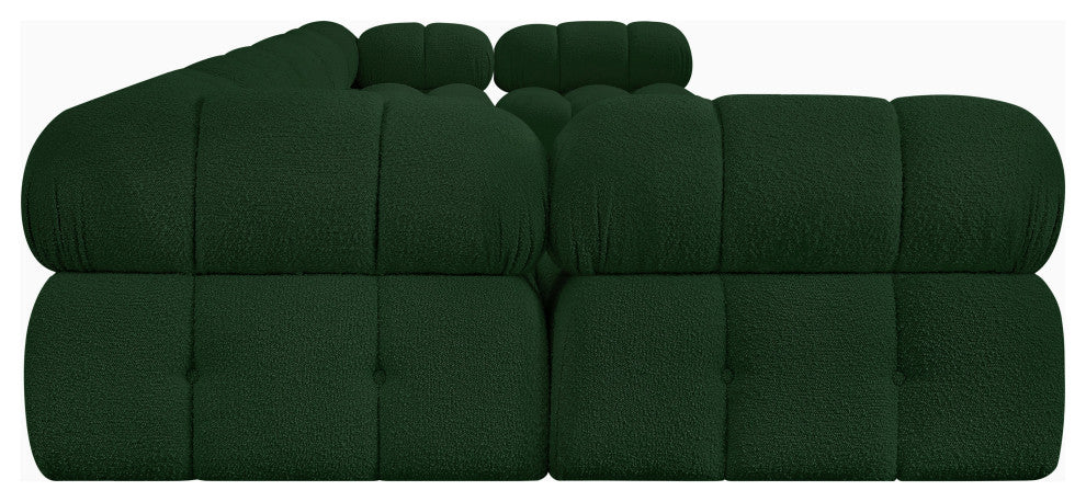 Ames Boucle Fabric U-Shaped Modular Sectional, Green, 7-Piece: 5 Armless Chair, 2 Corner Chair - A