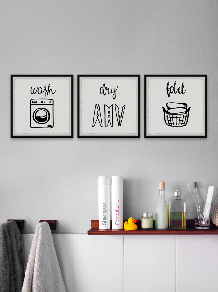 Do the Laundry Triptych, 3-Piece Set, 12x12 Panels