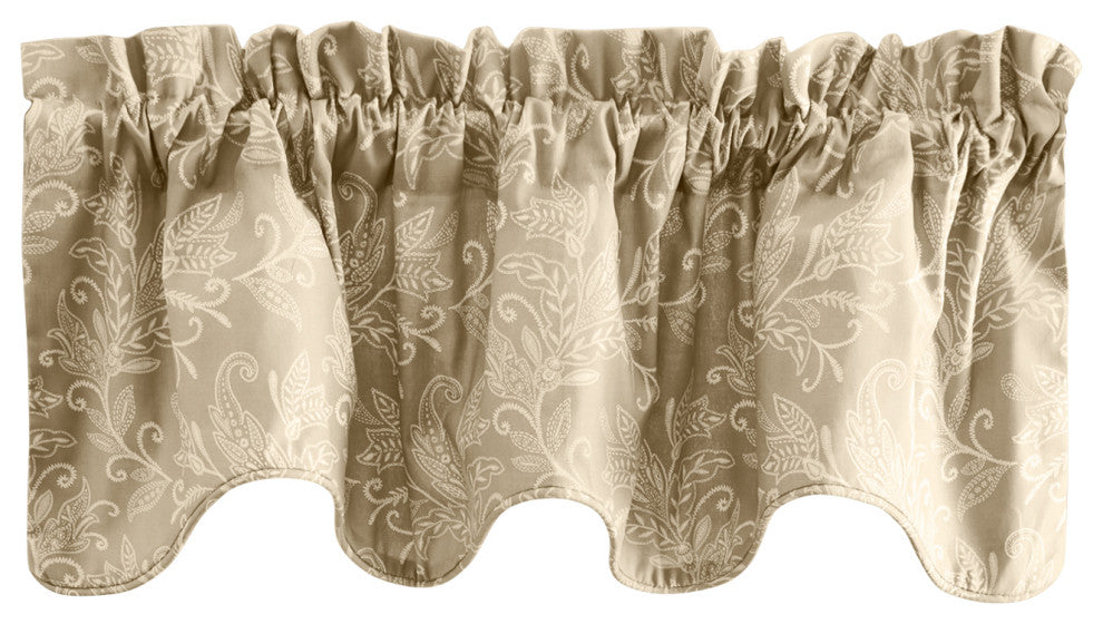 Lexington Leaf Lined Scallop Valance, Tan