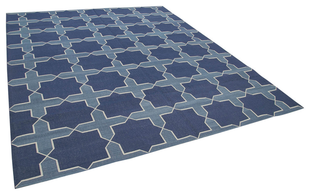Rug N Carpet - Handmade Wool 8' 2'' x 9' 10'' Flatweave Dhurrie Kilim Rug
