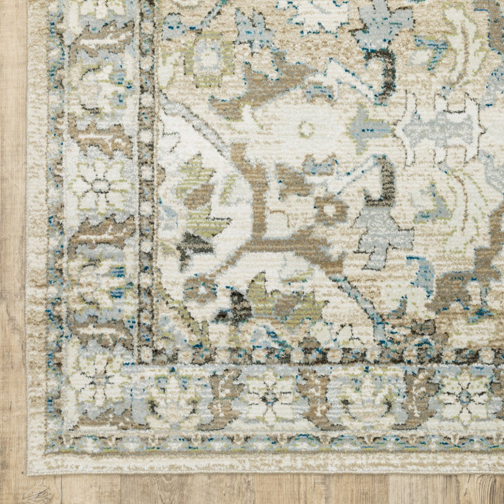 HomeRoots 8'x10' Beige and Ivory Medallion Indoor Area Rug
