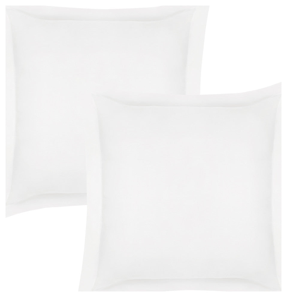 Delara 100% Eucalyptus Lyocell Tencel Euro Sham Set of 2, 26"x26", White