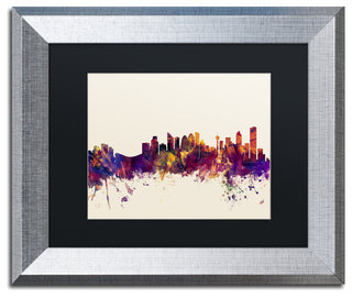 Michael Tompsett 'Calgary Canada Skyline' Matted Framed Art, Black Mat, 14"x11"