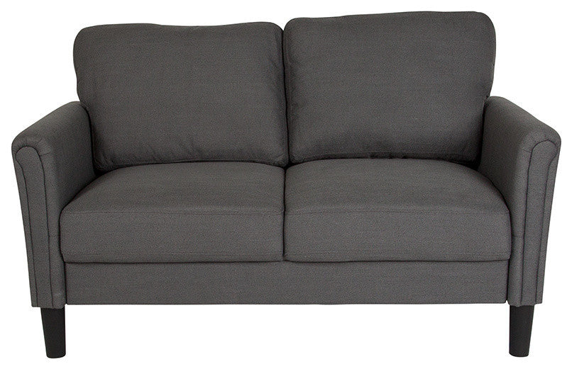 Bari Upholstered Loveseat, Dark Gray Fabric