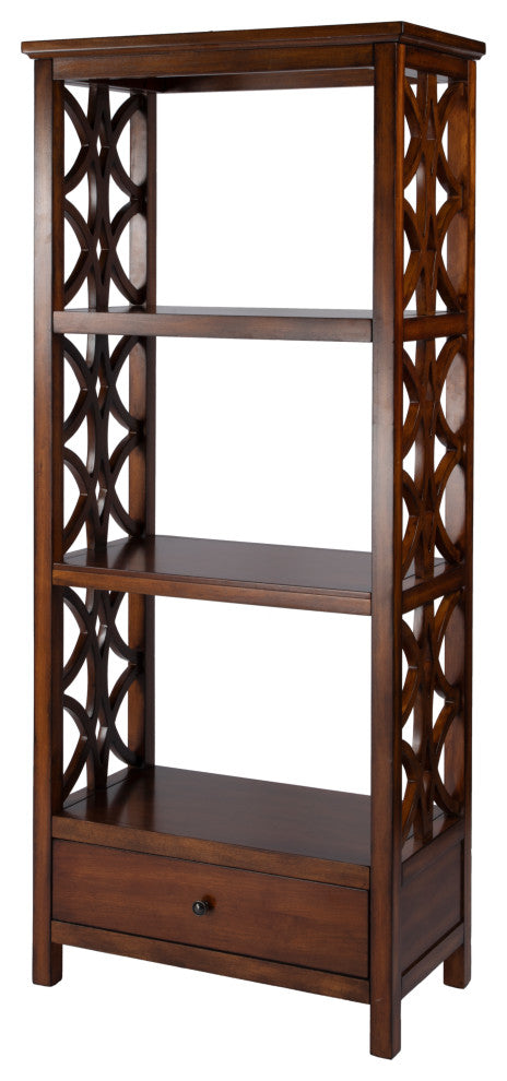 Lorena 30"W 3-Tier Etagere With Storage Drawer, Brown