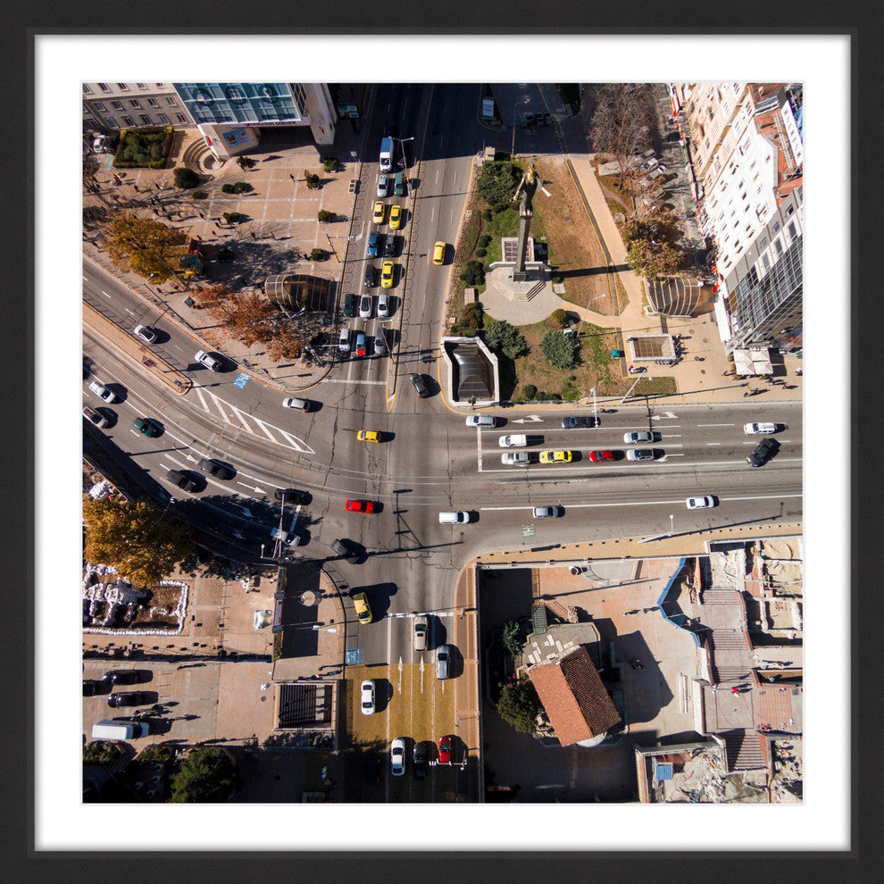 "Midday Traffic" Framed Painting Print by Karolis Janulis