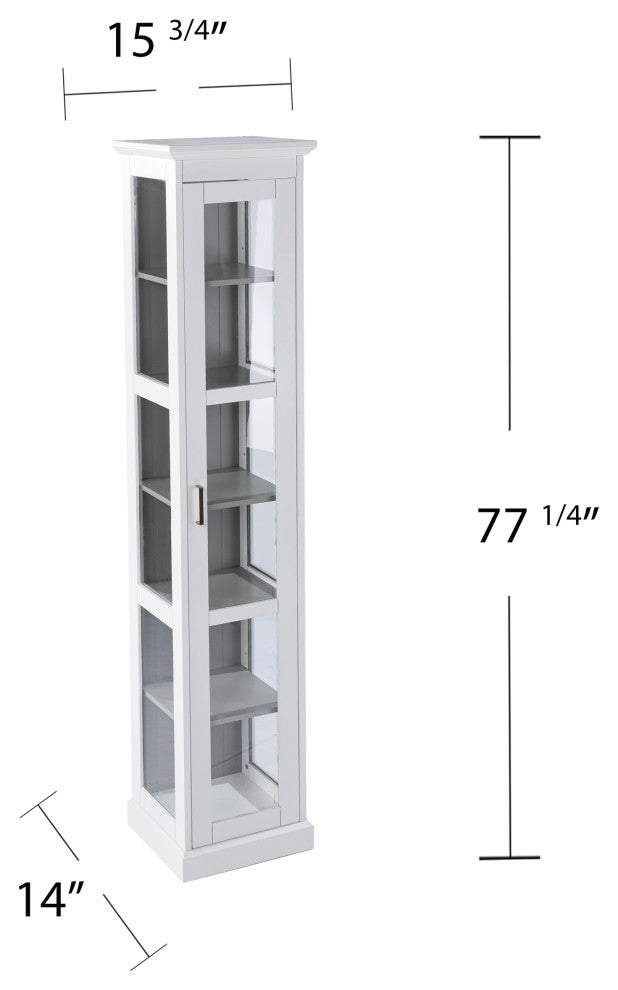 Palmer Tall Curio w/ Glass Door - White