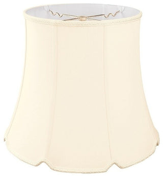 Tall Drum Bottom V-Notch Designer Lampshade, Eggshell