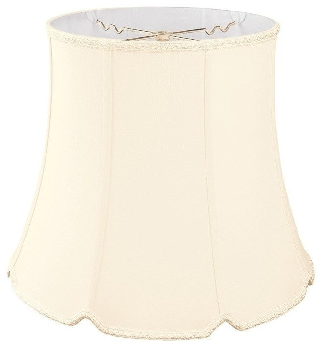 Tall Drum Bottom V-Notch Designer Lampshade, Eggshell