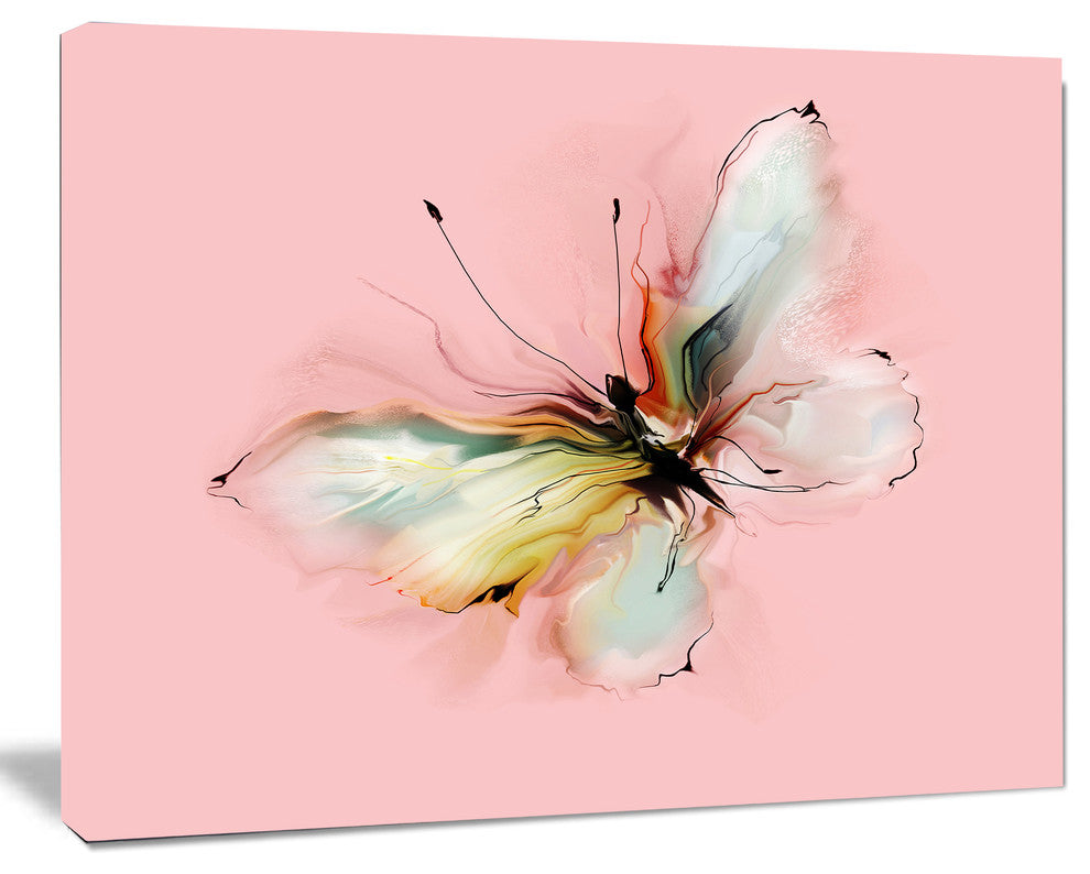 Colorful Butterfly Drawing, Extra Large Floral Wall Art, 20"x12"