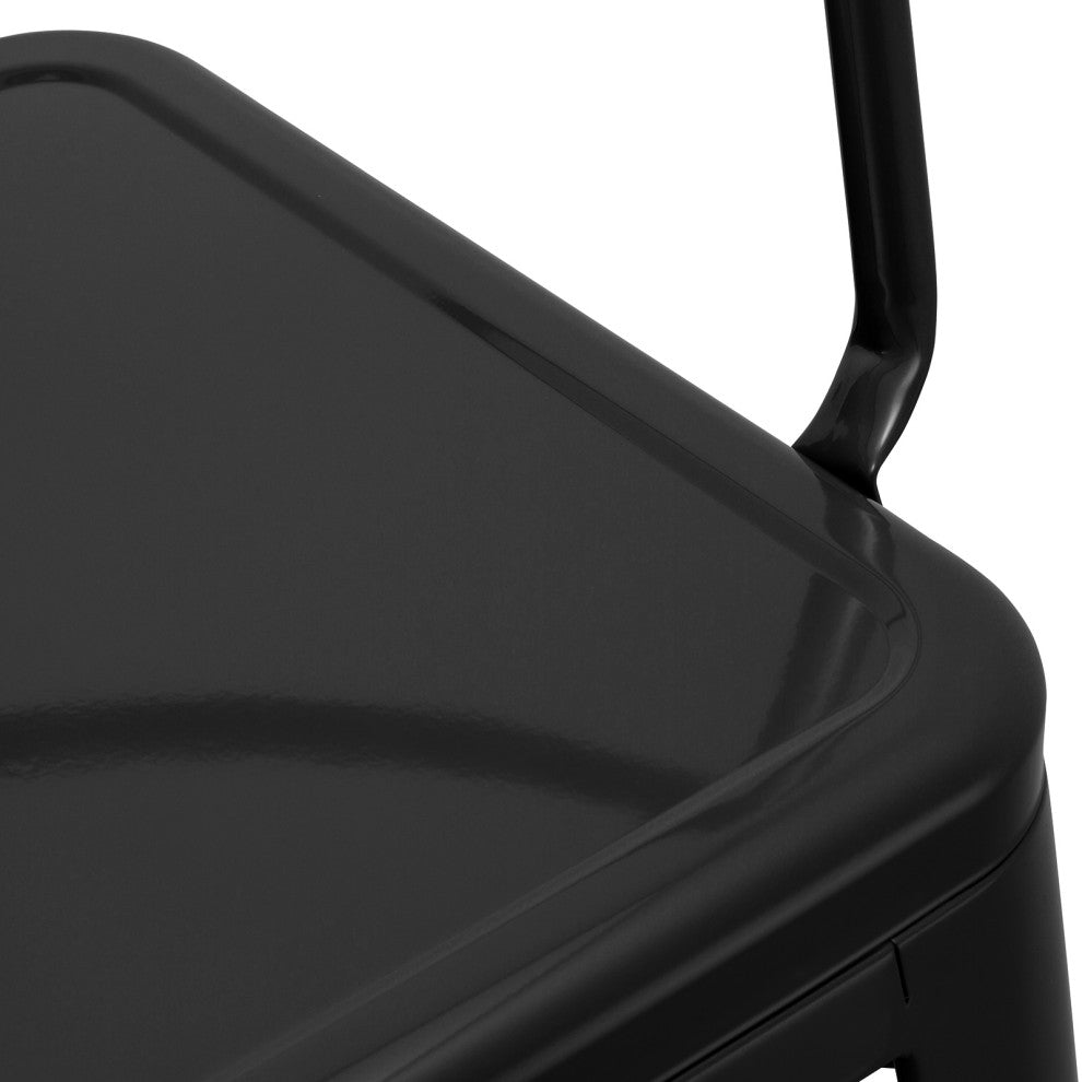 Set of 2 Industrial Splat Back Steel Bar Stools, Black