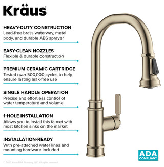 Sellette Pull-Down Kitchen Faucet, Spot Free Antique Champagne Bronze